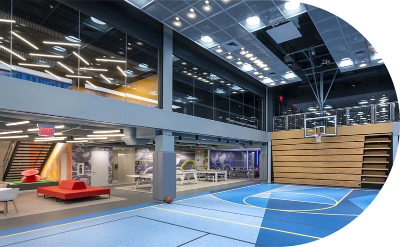 Basketball course under arch amenity fitness management