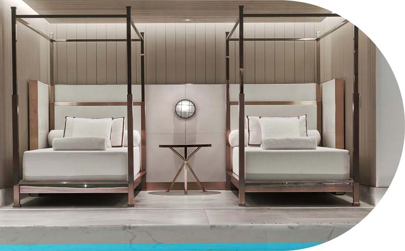 Spa Beds by swimming pool